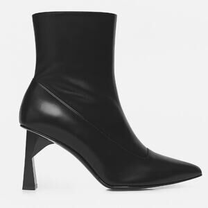 TIBI Alexis Pointed Toe Calf Leather Ankle Boots Black Sz 39.5 / 9.5